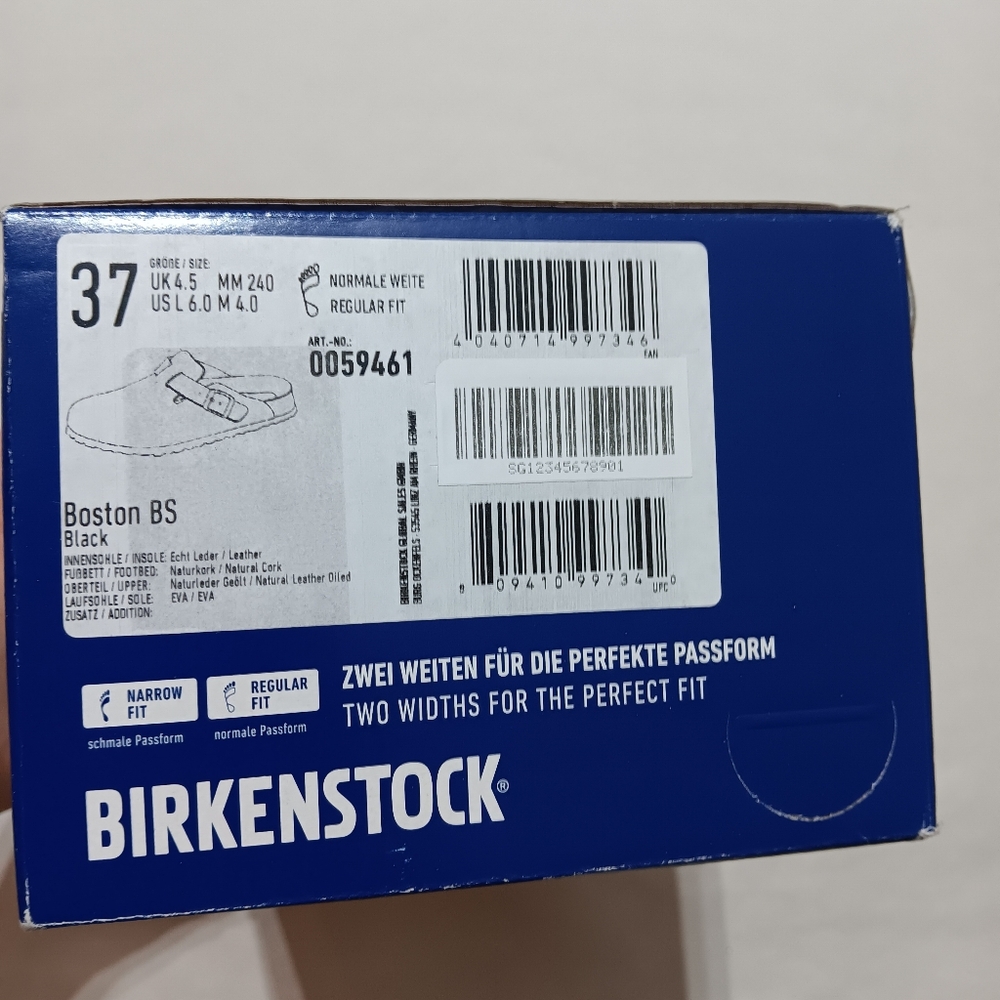 Birkenstock Boston BS Black Leather Size 37, US Women's 6, Men's 4 Regular Fit - Picture 2 of 11